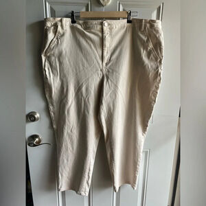 EVRI Women's 24W Cream Jeans Straight Leg Ankle Length 5 Pocket EUC Stretch Pant